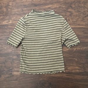 Striped turtle neck crop top